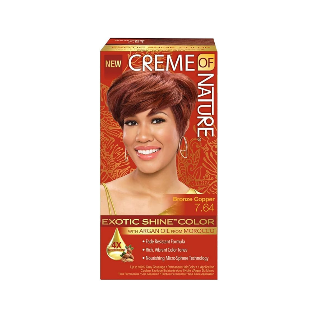 Creme of Nature Exotic Shine Hair Color With Argan Oil from Morocco, 7.64 Bronze Copper, 1 Application