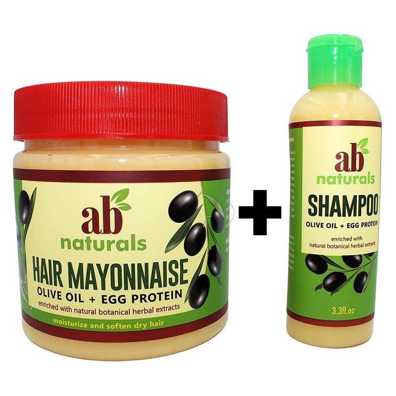 Ab-Naturals-Hair-Mayonnaise-Olive-Oil-Egg-Protein-18-Oz-Sampoo-Olive-Oil-Egg-Protein-3Oz - African Beauty Online