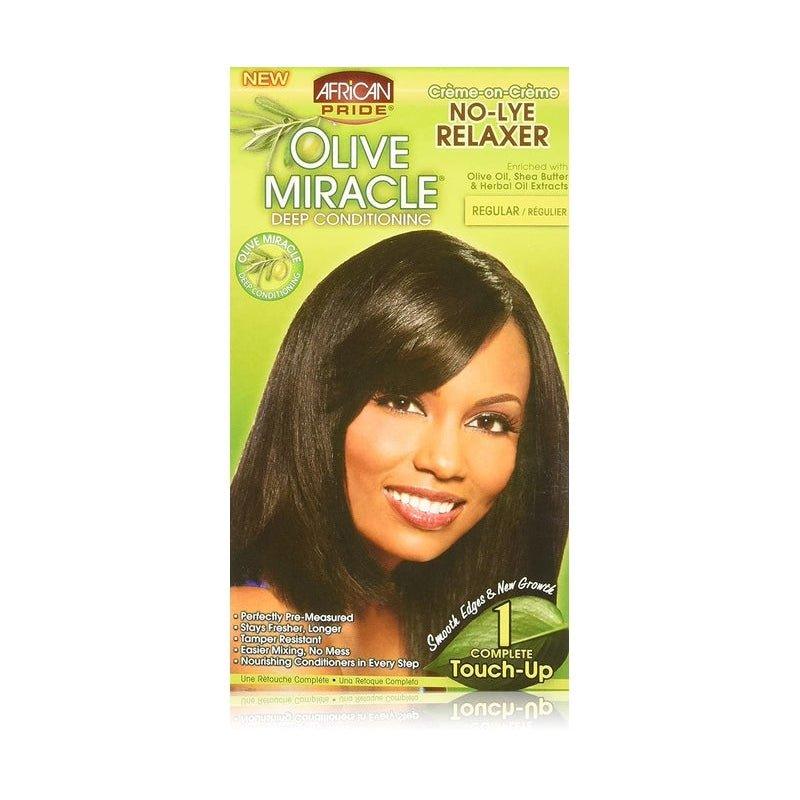 African-Pride-Olive-Miracle-Deep-Conditioning-No-Lye-Relaxer-Kit-Regular-1-Touch-Up - African Beauty Online