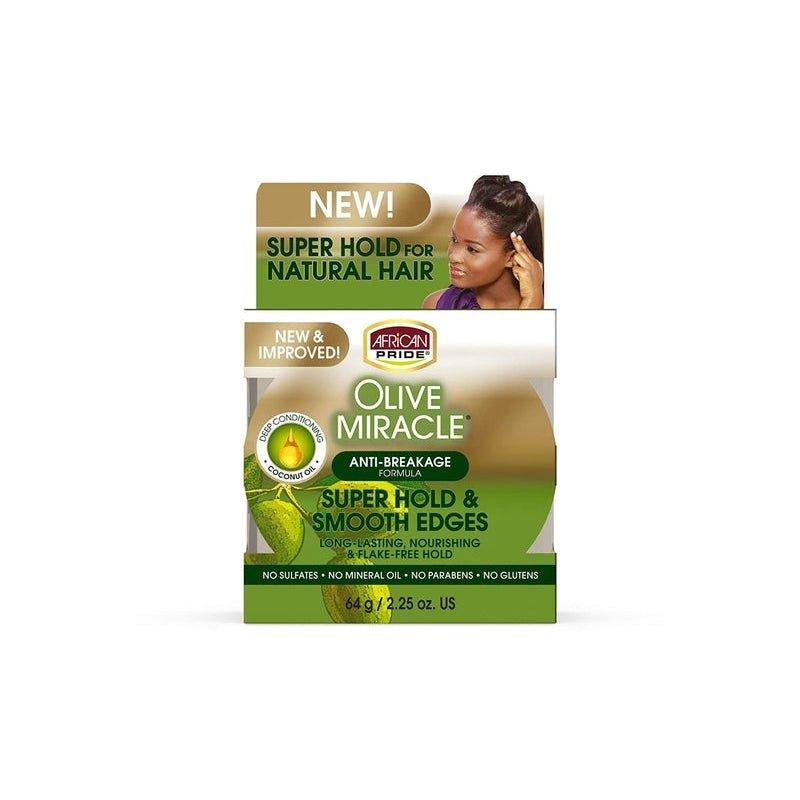 African-Pride-Olive-Miracle-Silky-Smooth-Edges-Hair-Gel-2-25-Oz-64G - African Beauty Online