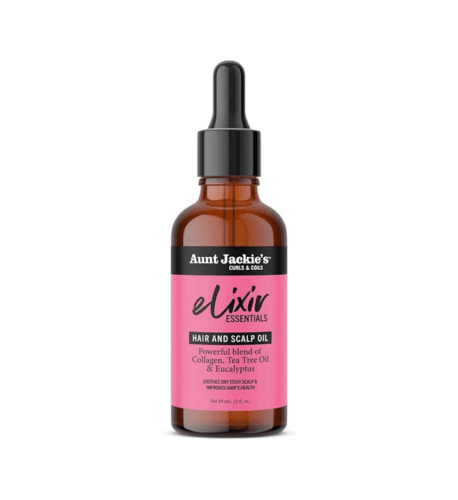 Aunt Jackie's Elixir Essentials Hair & Scalp Oil, Collagen, Tea Tree Oil & Eucalyptus, Thickens & Supports Hair Growth, 2 oz - USA Beauty Imports Online