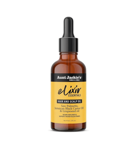 Aunt Jackie's Elixir Essentials Hair & Scalp Oil, Saw Palmetto, Jamaican Black Castor Oil & Grapeseed Oil, Nourishes, Thickens & Supports Hair Growth, 2 oz - USA Beauty Imports Online
