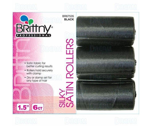 Brittny-Professional-1-5-Silky-Satin-Rollers-Black-6-Count - African Beauty Online