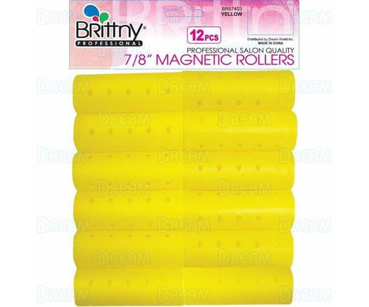 Brittny-Professional-7-8-Magnetic-Rollers-Yellow-12Pcs - African Beauty Online