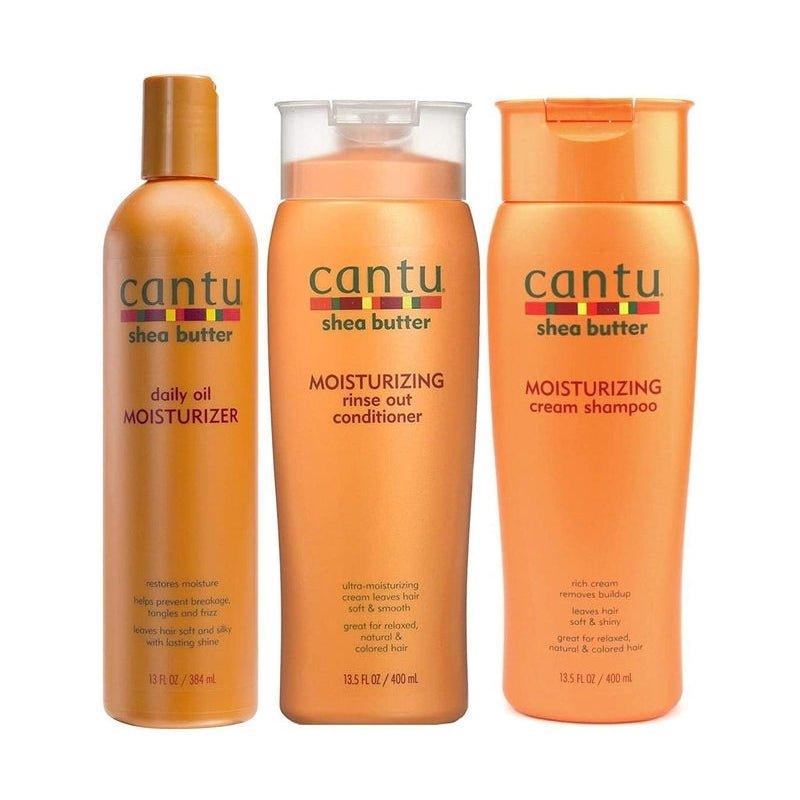 Cantu-Moisturizing-Cream-Shampoo-Moisturizing-Rinse-Out-Conditioner-13-5-Oz-And-Daily-Oil-Moisturizer-13-Oz - African Beauty Online