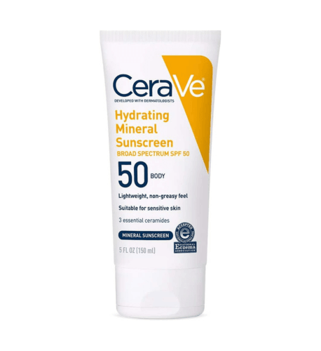 CeraVe 100% Mineral Sunscreen SPF 50 Body Sunscreen with Zinc Oxide & Titanium Dioxide for Sensitive Skin 5 oz - African Beauty Online