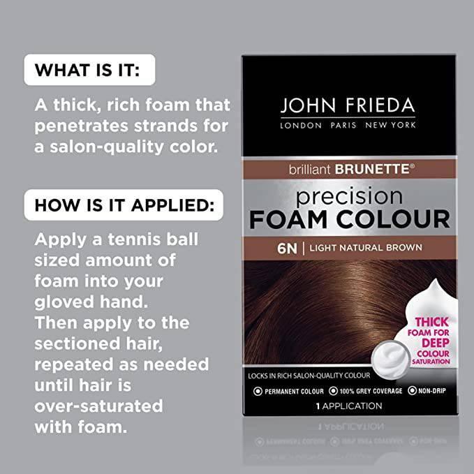 John Frieda 6N Light Nat Brown Foam Colour 1App - African Beauty Online