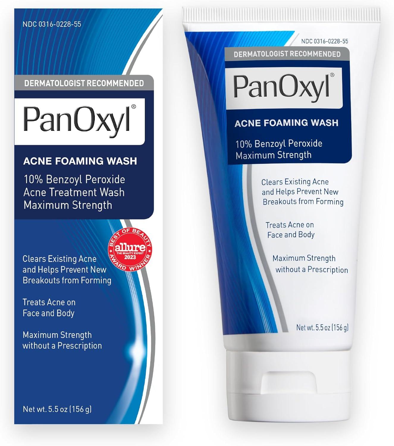 PanOxyl Acne Foaming Wash Benzoyl Peroxide 10% Maximum Strength Antimicrobial, 5.5 Oz - USA Beauty Imports Online