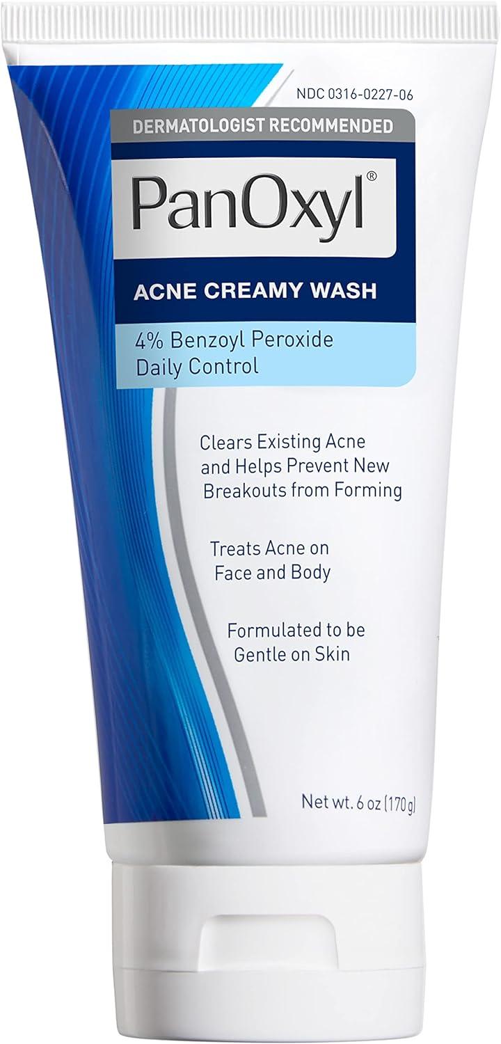 PanOxyl Antimicrobial Acne Creamy Wash, 4% Benzoyl Peroxide, 6 Ounce - USA Beauty Imports Online