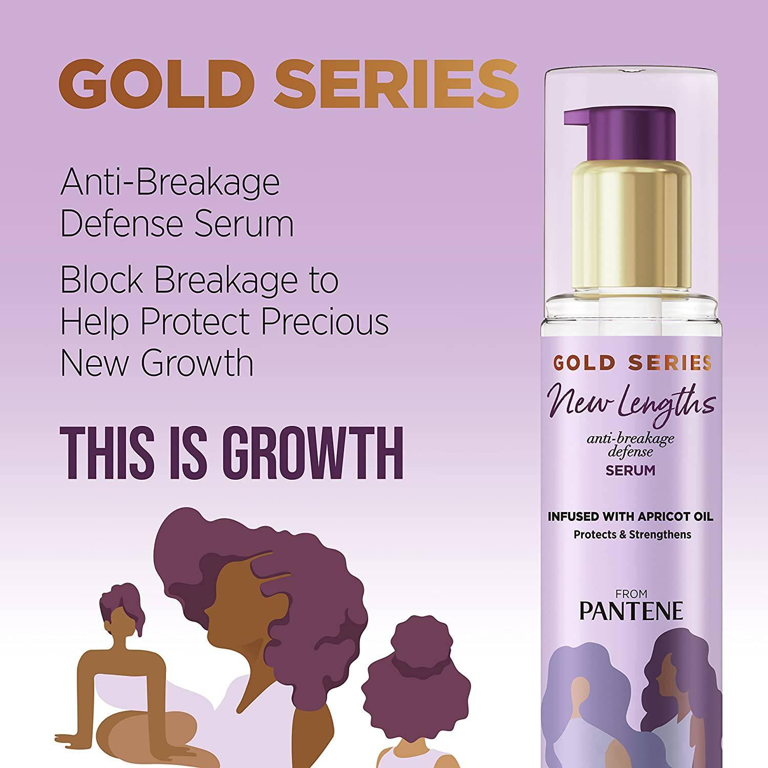 Pantene Gold Series New Lengths Anti-Breakage Defense Serum,Sulfate Free, 3 Fl Oz - African Beauty Online