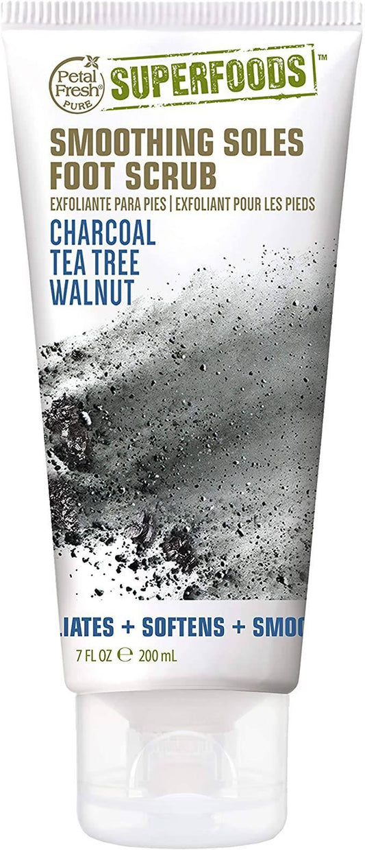 Petal Fresh Super Foods Smoothing Soles Charcoal, Tea Tree, Walnut Detoxifying Foot Scrub, 7oz - African Beauty Online