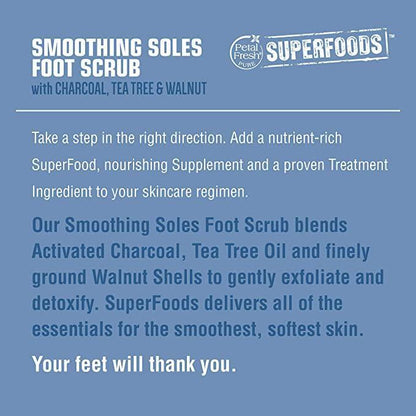 Petal Fresh Super Foods Smoothing Soles Charcoal, Tea Tree, Walnut Detoxifying Foot Scrub, 7oz - African Beauty Online