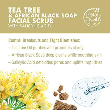 Petal Fresh Tea Tree & African Black Soap Facial Scrub 7 oz - African Beauty Online