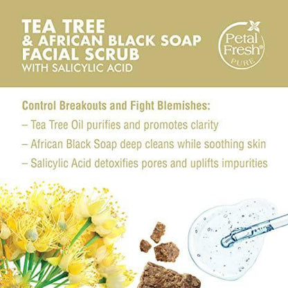 Petal Fresh Tea Tree & African Black Soap Facial Scrub 7 oz - African Beauty Online