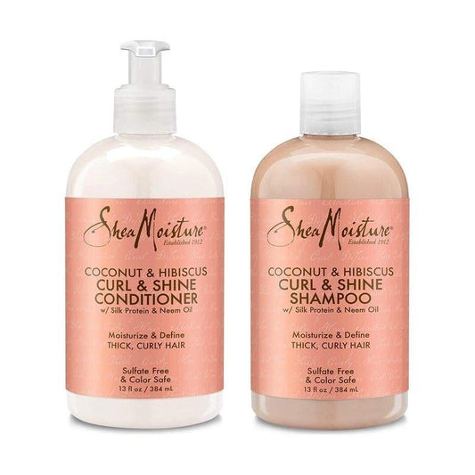 Shea-Moisture-Coconut-Hibiscus-Curl-Shine-Shampoo-And-Conditioner-Set - African Beauty Online