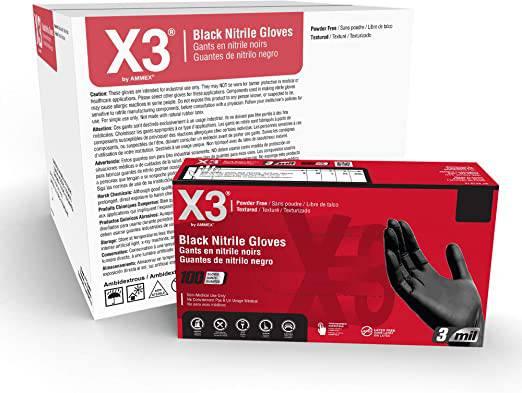 X3-Black-Nitrile-Gloves-Large-100Pcs - African Beauty Online