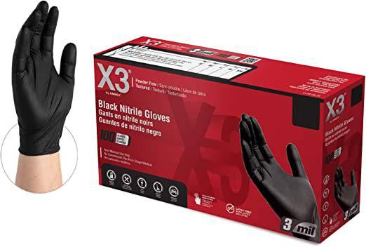 X3-Black-Nitrile-Gloves-Medium-100Pcs - African Beauty Online